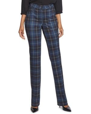NYDJ Plaid Slim Ponte Pants - Blue