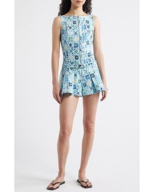 Free People Dune Dancer Belted Floral Romper - Blue
