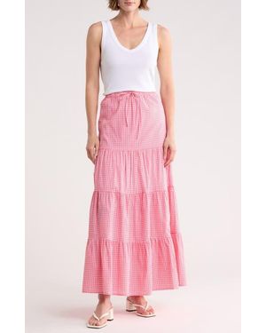 Abound Tiered Cotton Maxi Skirt - Pink