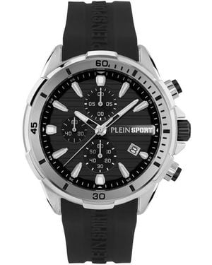 Philipp Plein Impact Leather Strap Watch - Black