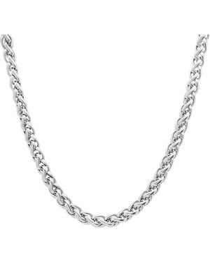 Steeltime Stainless Steel Wheat Chain Necklace - Metallic