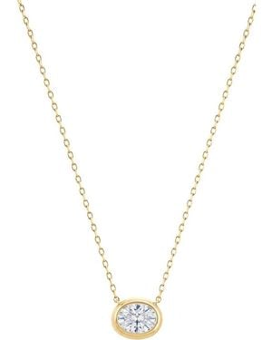 Gabi Rielle East-West Oval Pendant Necklace - Metallic