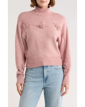 Love By Design Hollyhock Flower Embellished Sweater - Pink
