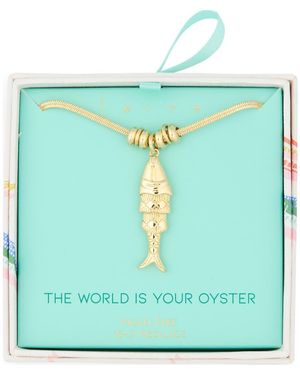 Leith The World Is Your Oyster Fish Pendant Necklace - Green