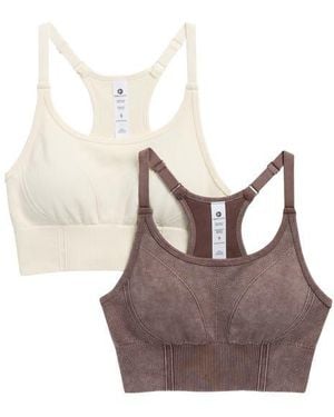 90 Degrees 2-Pack Stonewashed Seamless Sports Bras - Multicolor