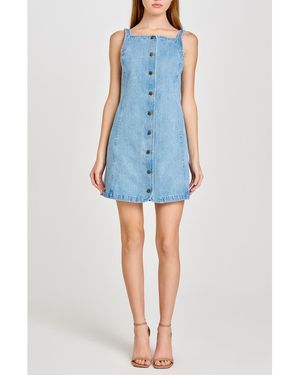 Wayf Alex A-Line Denim Minidress - Blue