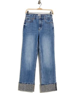 Alice + Olivia Chic Embellished Cuffed Ankle Jeans - Blue