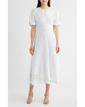 BOSS Denazal Embroidered Midi Dress - White