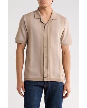 Buffalo David Bitton Wotison Short Sleeve Knit Button-Up Shirt - Blue