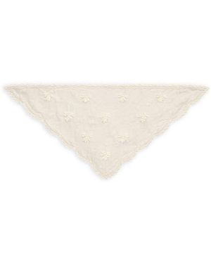 Saachi Floral Embroidered Traingle Bandana - White