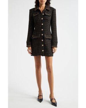 Cinq À Sept Sasha Long Sleeve Metallic Tweed Dress - Black
