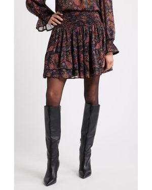 Treasure & Bond Floral Pleated Chiffon Miniskirt - Black