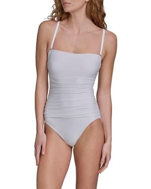 Calvin Klein Shirred Bandeau One-Piece Swimsuit - Purple