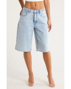 AFRM Low Rise Denim Bermuda Shorts - Blue