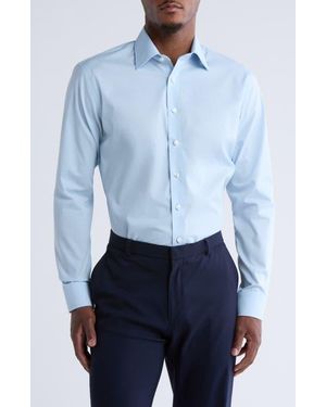 Nordstrom Rack Trim Fit Solid Cotton Blend Dress Shirt - Blue