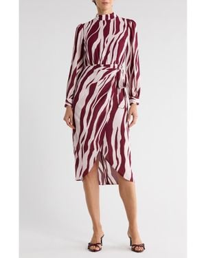Maggy London Long Sleeve Tulip Midi Dress - Red