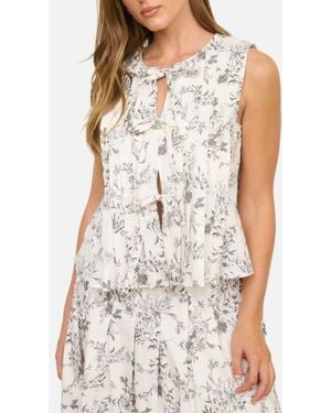 Blu Pepper Pleated Top - White