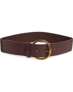 Linea Pelle Round Buckle Wide Belt - Brown