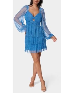Bebe Lurex Crepe Tiered Minidress - Blue