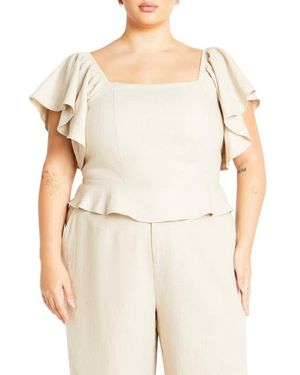 City Chic Samara Crop Top - Natural