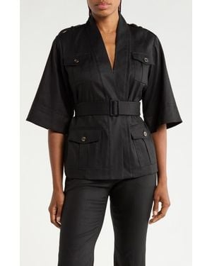 Diane von Furstenberg Shelby Linen Blend Jacket - Black