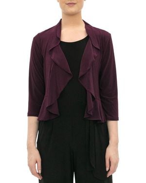 Nina Leonard Mesh Dot Bolero Cardigan - Black