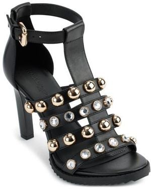Karl Lagerfeld Brexton Studded T-Strap Sandal - Black