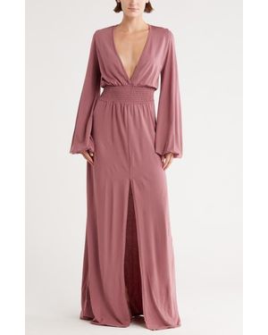 Go Couture Long Sleeve Maxi Dress - Red