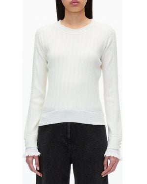3.1 Phillip Lim Draped Boatneck Long Sleeve Top - White