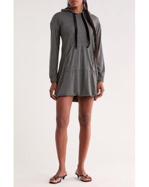 Go Couture Hooded Sweatshirt Dress - Gray