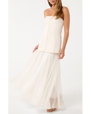 EVER NEW Mixed Media Strapless Dress - White