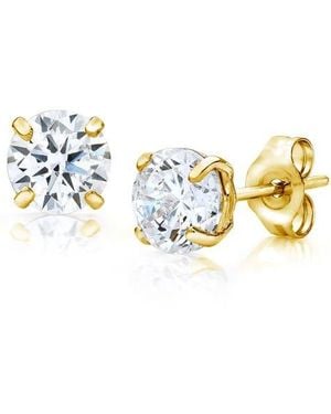 Best Silver 14K Round Cz Stud Earrings - Metallic