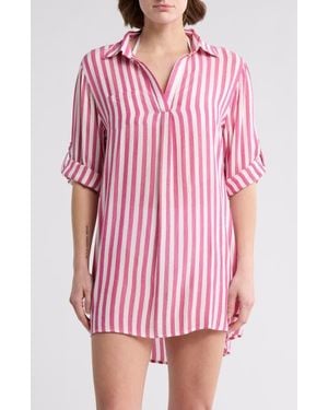 Boho Me Yarn Dye Stripe Cover-Up Tunic - Pink
