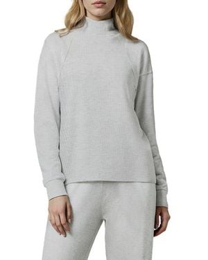Three Dots Brushed Ribbed Pullover Sweatshirt - Gray