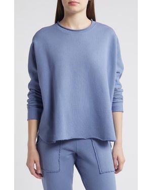 Frank & Eileen Anna Raw Edge Long Sleeve Terry Capelet Sweatshirt - Blue