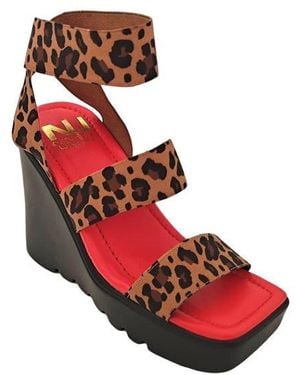 Ninety Union Paige Elastic Strap Wedge Sandal - Red