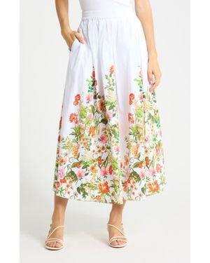 Joie Floral Poplin Pull-On Skirt - Blue