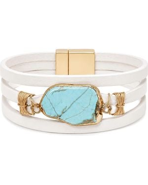 Saachi Stone Leather Wrap Bracelet - Blue