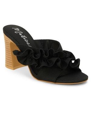 Matisse Ruffle Strap Block Heel Mule Sandal - Black