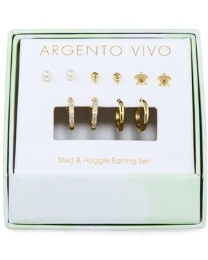 Argento Vivo Beach Set Of 5 Assorted Stud & Hoop Earrings - Gray