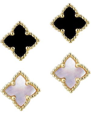 Adornia Set Of 2 Clover Stud Earrings - Black