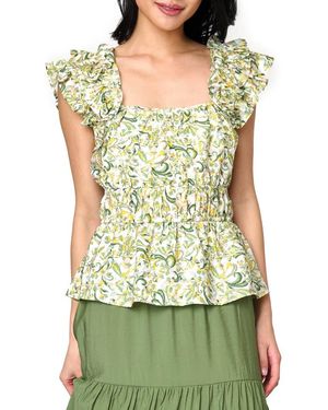 Gibsonlook Elle Ruffle Peplum Top - Green