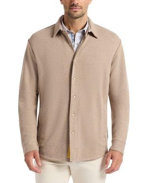 Robert Graham Deschon Cotton Knit Snap-Up Shirt - Natural