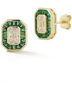 Glaze Jewelry Halo Stud Earrings - Green
