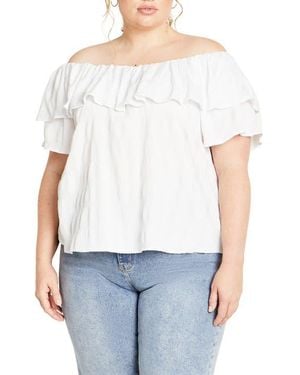 City Chic Christy Off The Shoulder Ruffle Top - White