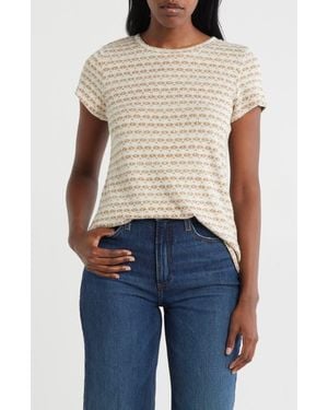 Bobeau Fitted Short Sleeve Top - Natural