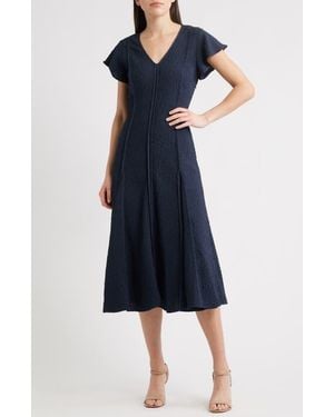 Mila + Mate Flutter Sleeve Jacquard Cocktail Dress - Blue