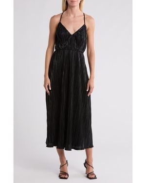 Wishlist Metallic Plissé Midi Dress - Black