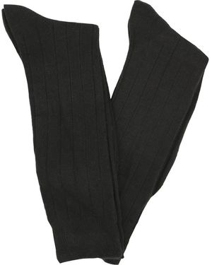 Lorenzo Uomo Wide Ribbed Cashmere Blend Knit Dress Socks - Black