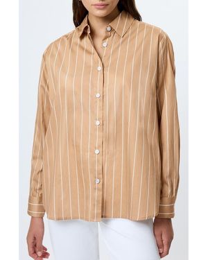 French Connection Alexis Stripe Cotton Poplin Button-Up Shirt - Natural